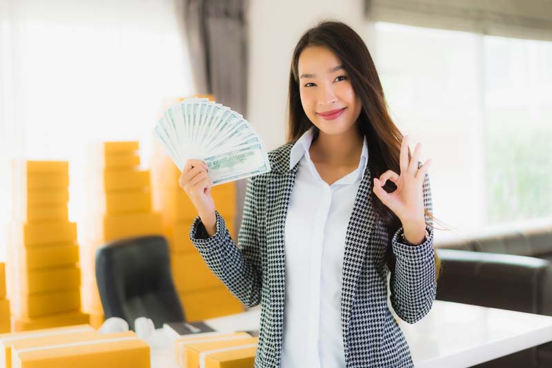 Portrait beautiful young asian woman work from home with laptop